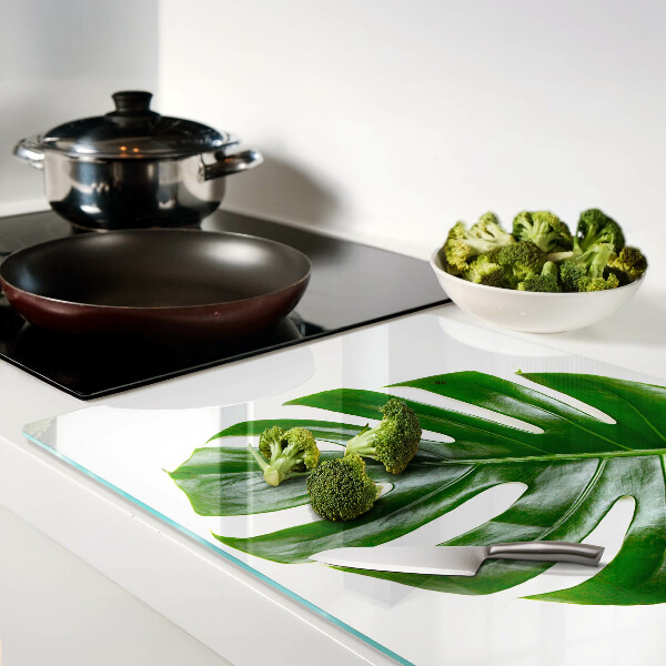 Glass cutting board Monstera leaves
