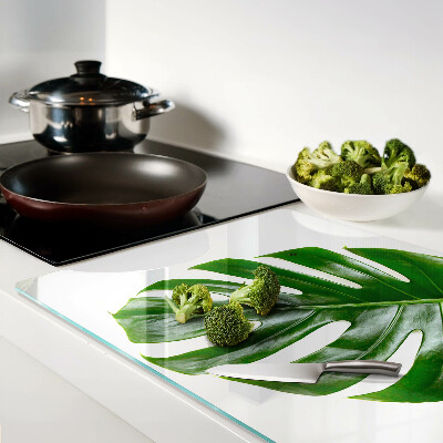 Glass cutting board Monstera leaves