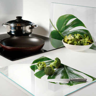 Glass cutting board Monstera leaves
