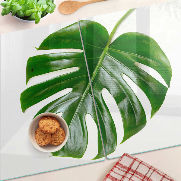 Glass cutting board Monstera leaves
