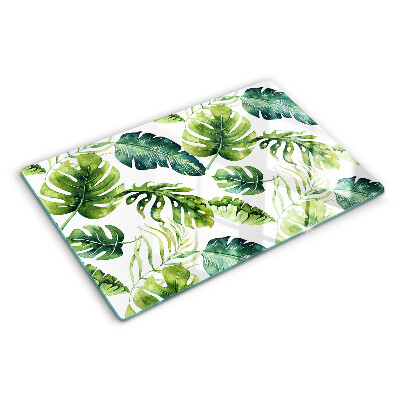 Glass kitchen board Monstera leaves in shades of green