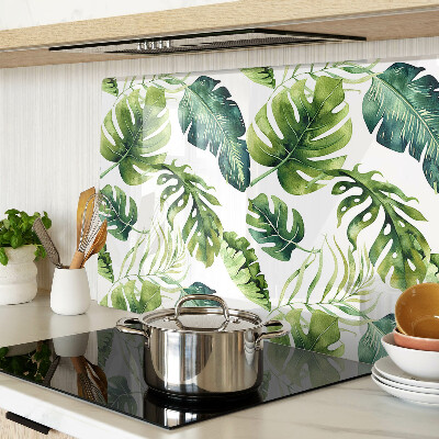 Glass kitchen board Monstera leaves in shades of green