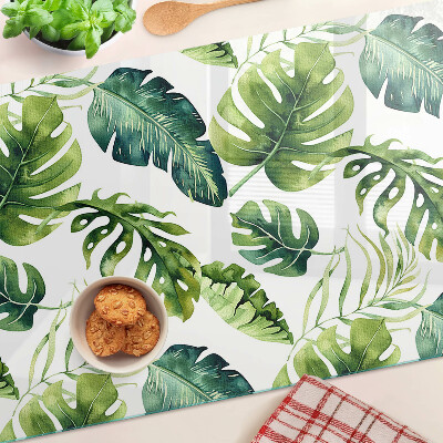 Glass kitchen board Monstera leaves in shades of green