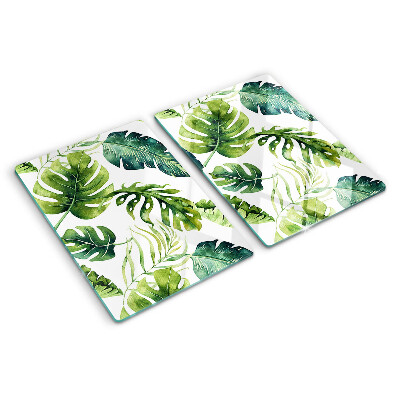 Glass kitchen board Monstera leaves in shades of green