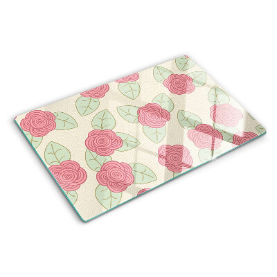 Glass chopping board Roses on the leaves