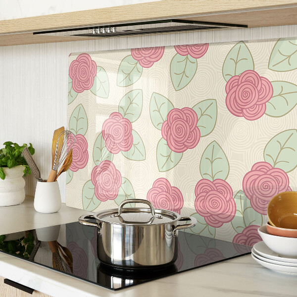 Glass chopping board Roses on the leaves