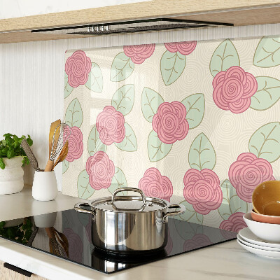 Glass chopping board Roses on the leaves