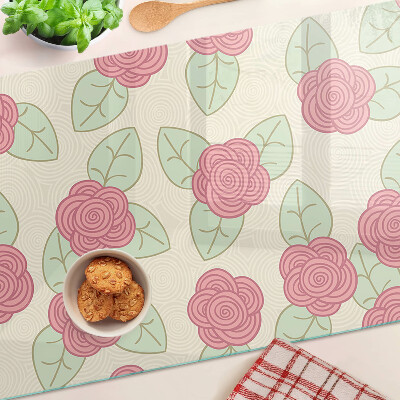 Glass chopping board Roses on the leaves