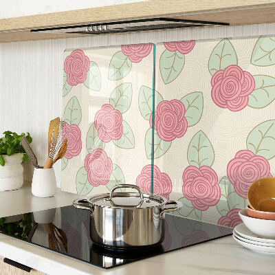 Glass chopping board Roses on the leaves