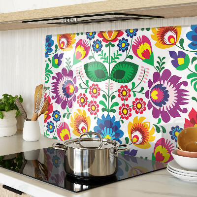 Glass cutting board Floral folk pattern