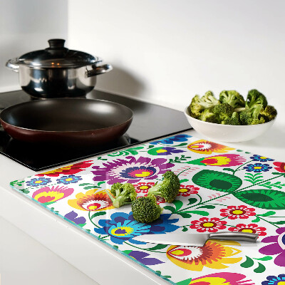 Glass cutting board Floral folk pattern