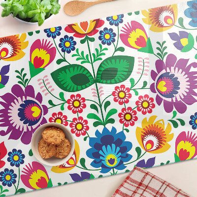 Glass cutting board Floral folk pattern