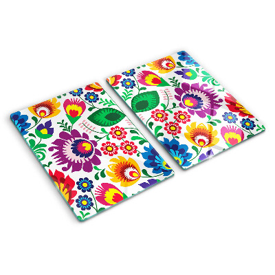 Glass cutting board Floral folk pattern