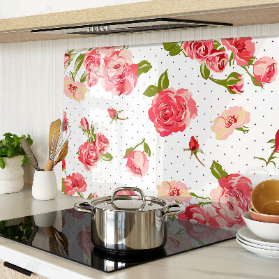 Chopping board glass Roses on a white background