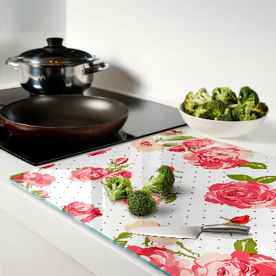Chopping board glass Roses on a white background