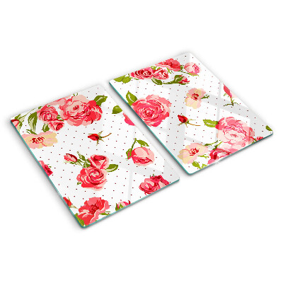 Chopping board glass Roses on a white background