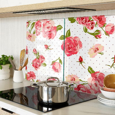 Chopping board glass Roses on a white background