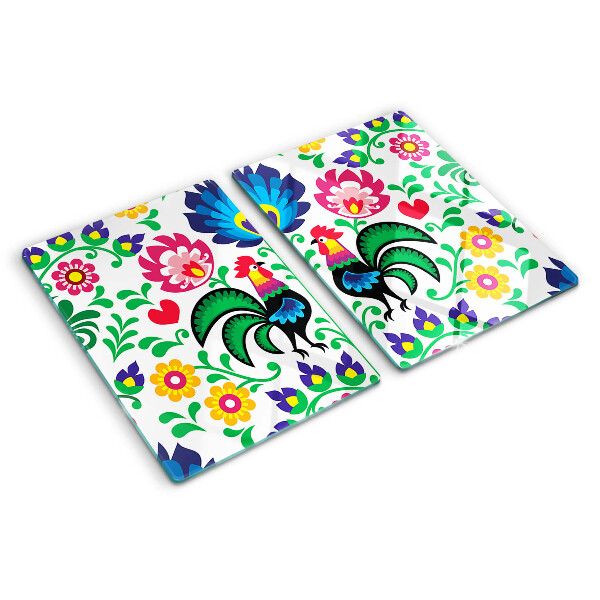 Cutting board Folk motif with roosters