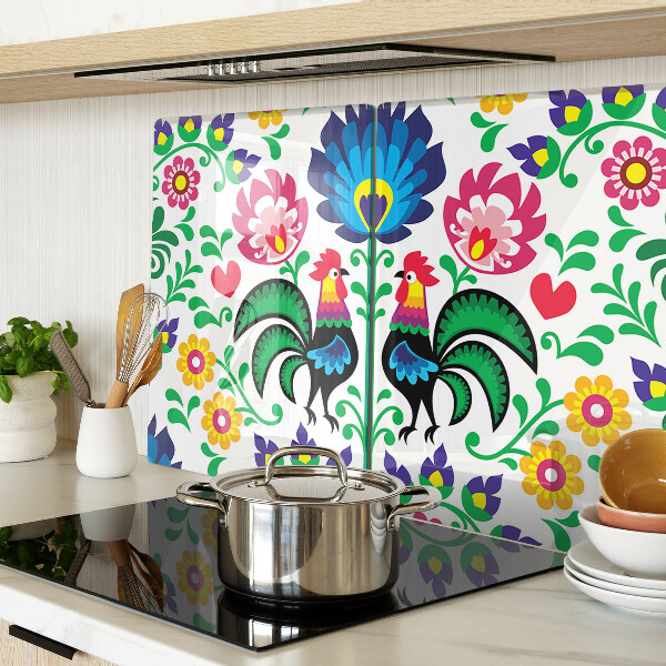 Cutting board Folk motif with roosters