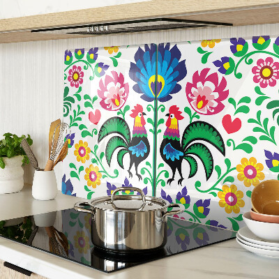 Cutting board Folk motif with roosters