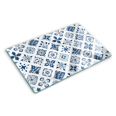 Glass chopping board Floral motif in folk style