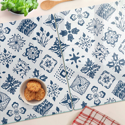 Glass chopping board Floral motif in folk style