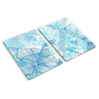 Glass kitchen board Floral pattern in shades of blue