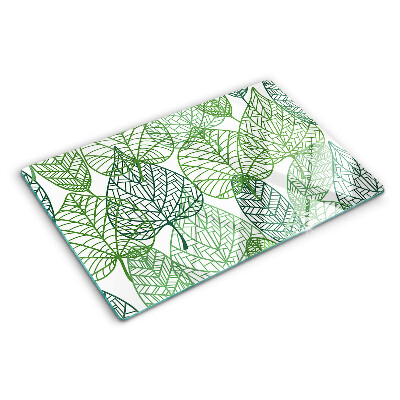 Chopping board glass Leaves in different shades of green