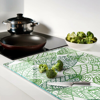 Chopping board glass Leaves in different shades of green