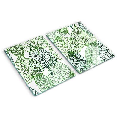 Chopping board glass Leaves in different shades of green
