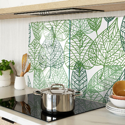 Chopping board glass Leaves in different shades of green