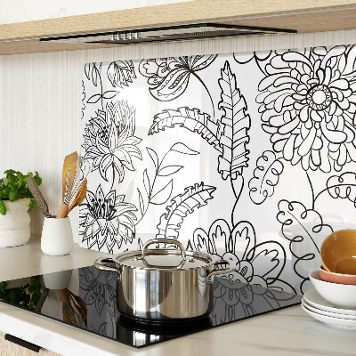 Glass chopping board Floral doodle pattern
