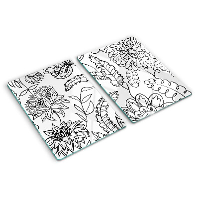 Glass chopping board Floral doodle pattern