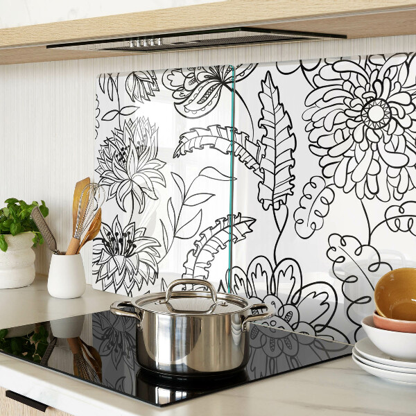 Glass chopping board Floral doodle pattern