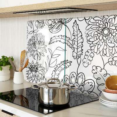Glass chopping board Floral doodle pattern