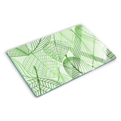 Glass cutting board Leaves in shades of green