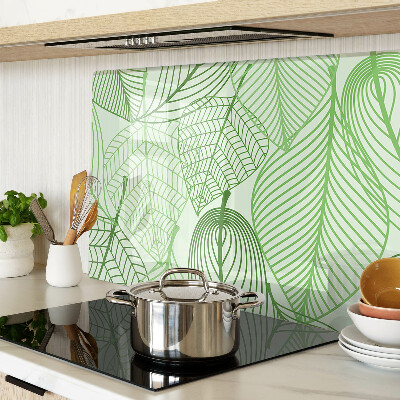 Glass cutting board Leaves in shades of green