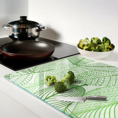 Glass cutting board Leaves in shades of green