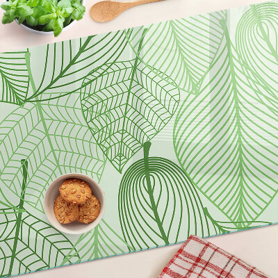 Glass cutting board Leaves in shades of green