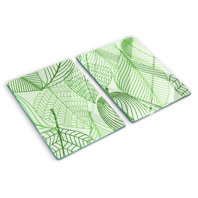 Glass cutting board Leaves in shades of green