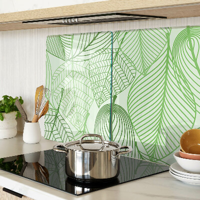 Glass cutting board Leaves in shades of green