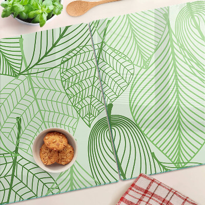 Glass cutting board Leaves in shades of green