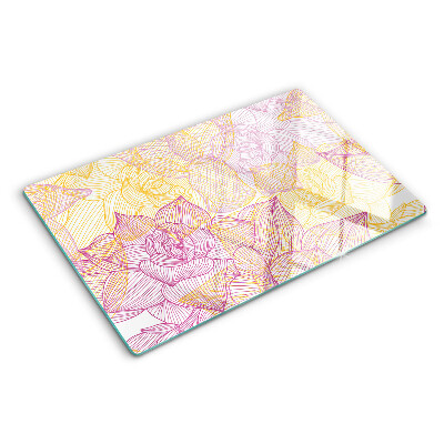 Glass kitchen board Floral pattern in pastel colors