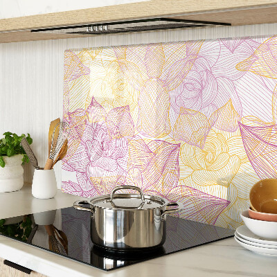 Glass kitchen board Floral pattern in pastel colors