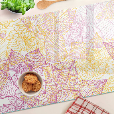 Glass kitchen board Floral pattern in pastel colors