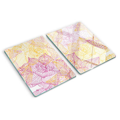 Glass kitchen board Floral pattern in pastel colors