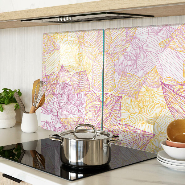 Glass kitchen board Floral pattern in pastel colors