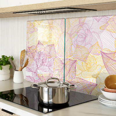 Glass kitchen board Floral pattern in pastel colors