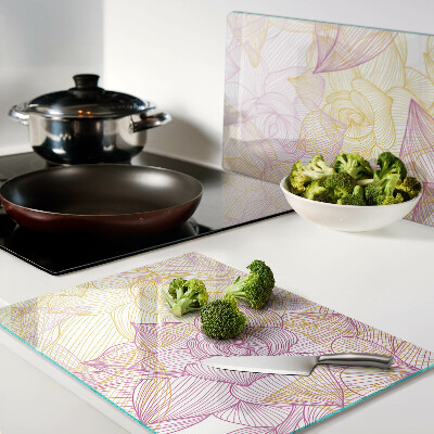Glass kitchen board Floral pattern in pastel colors