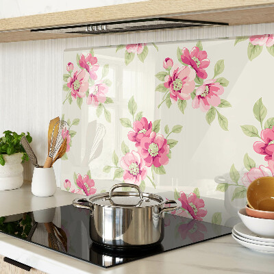 Chopping board glass Flowers in shades of pink